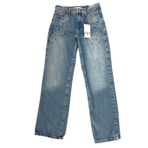 Zara Rhinestone Applique Sparkly Jewels Jeans NWT Size 4